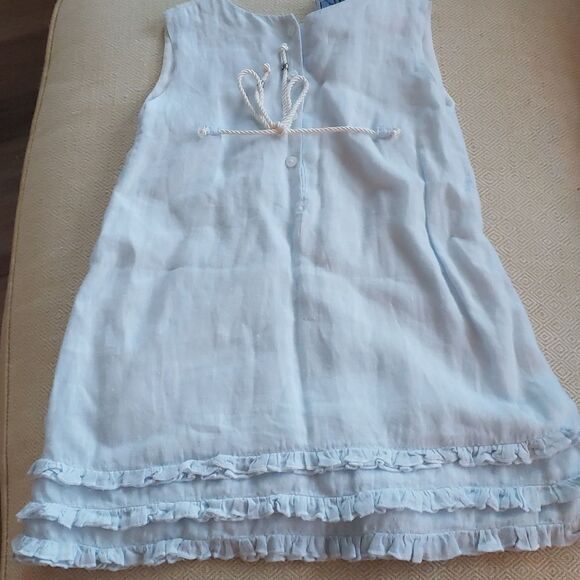 Blue Linen ruffle dress - Picture 3 of 3